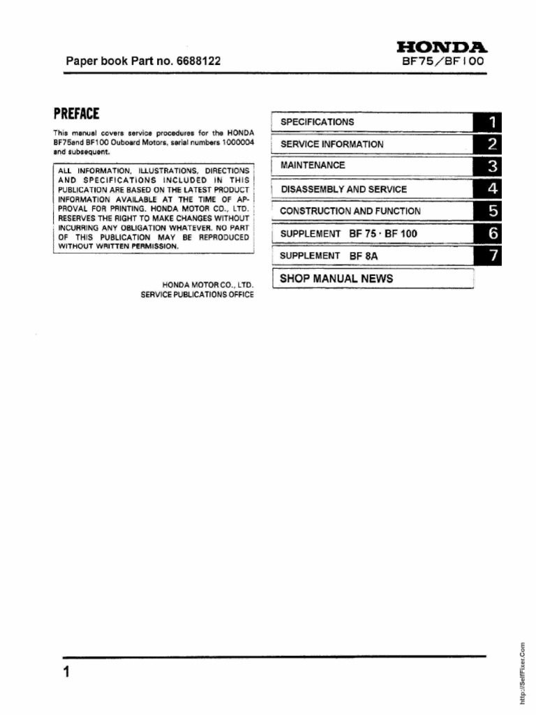 Honda BF75 BF100 Outboards Service Manual PDF Ignition System Engines