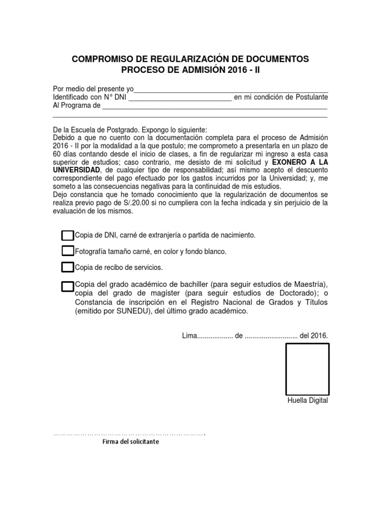 Compromiso de Regularización Documental | PDF