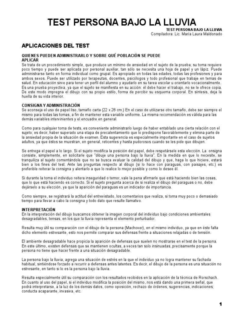 Test Persona Bajo La Lluvia Depresión (Estado de ánimo) Adultos