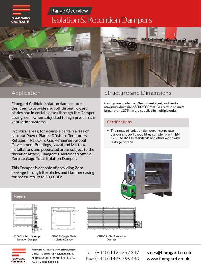 02 Flamgard Isolation and Retention Dampers Range Overview | PDF