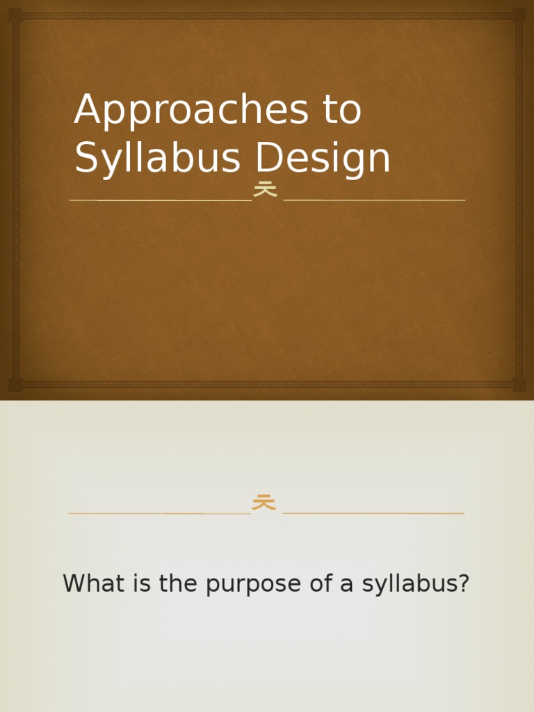 Approaches to syllabus design pdf a priori and a posteriori