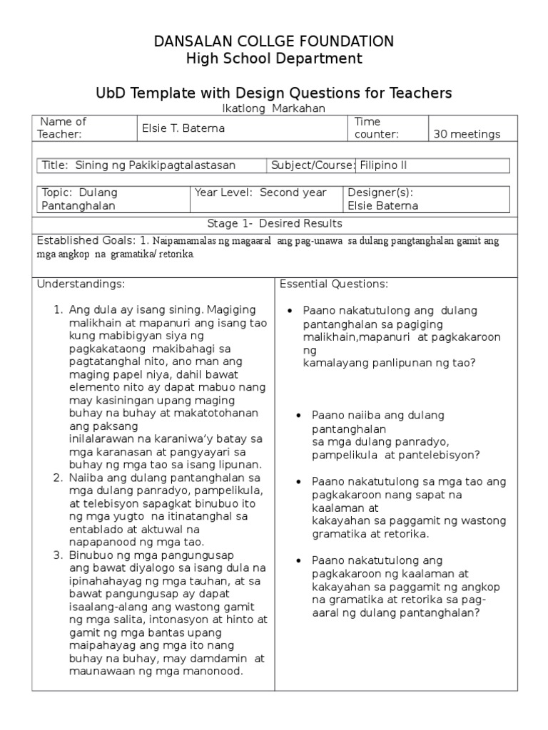UBD Fil#Rd Grading) | PDF