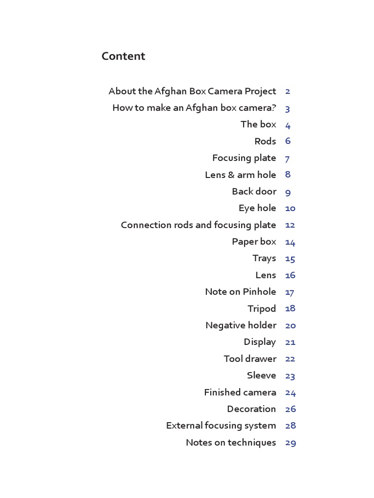 Afghan Box Camera Construction Guide | PDF | Aperture | Camera Lens