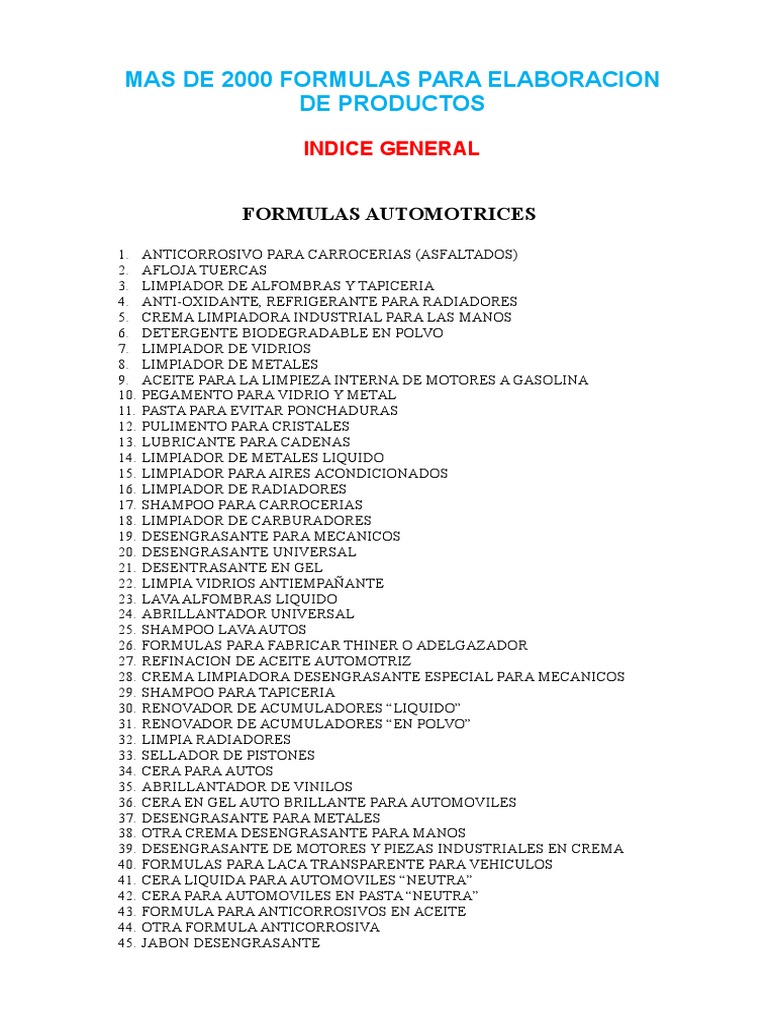 Indice 2000 Formulas | PDF