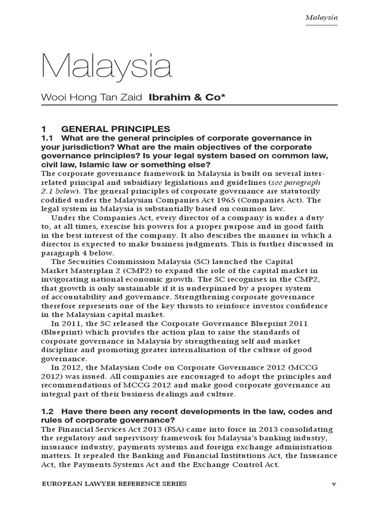 Corporate Governance Malaysia Chapter | PDF | Board Of Directors ...