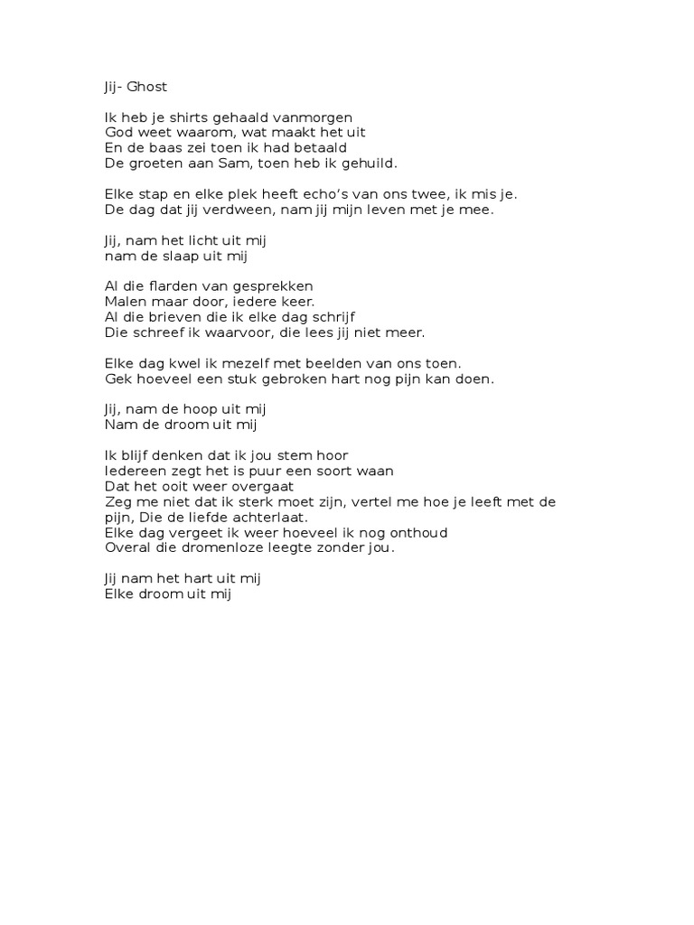 Songtekst Jij (Ghost)