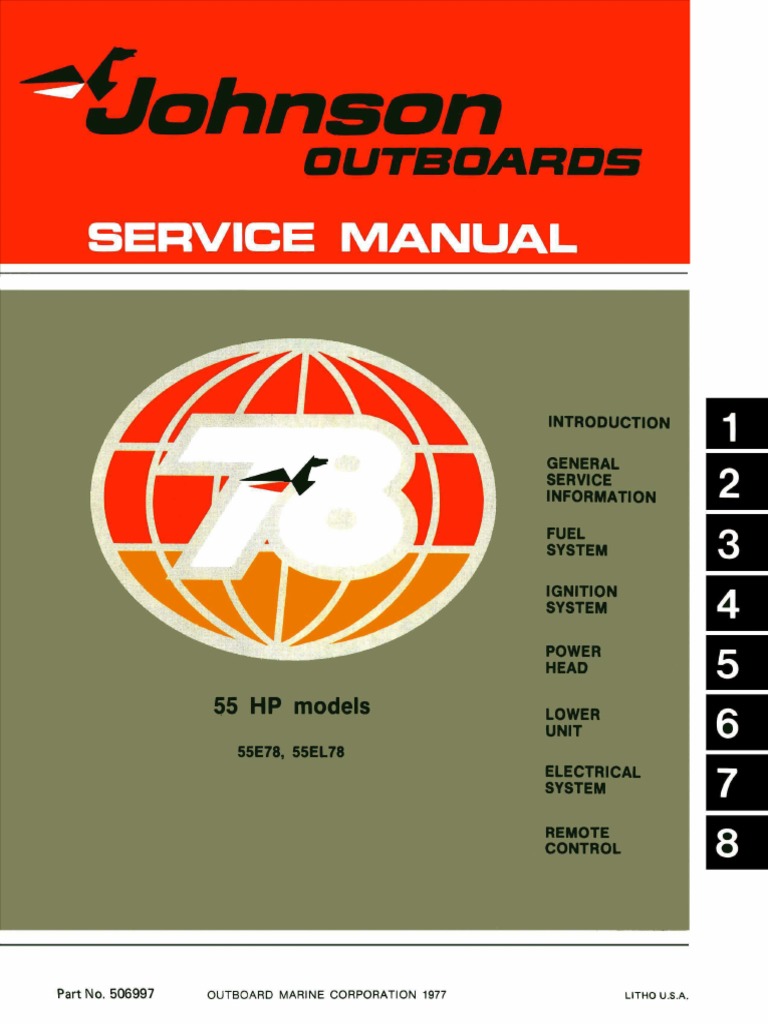 Manuel De Réparation D'origine – Moteur Hors-bord Johnson 5 HP OMC 1968 – Livret Atelier