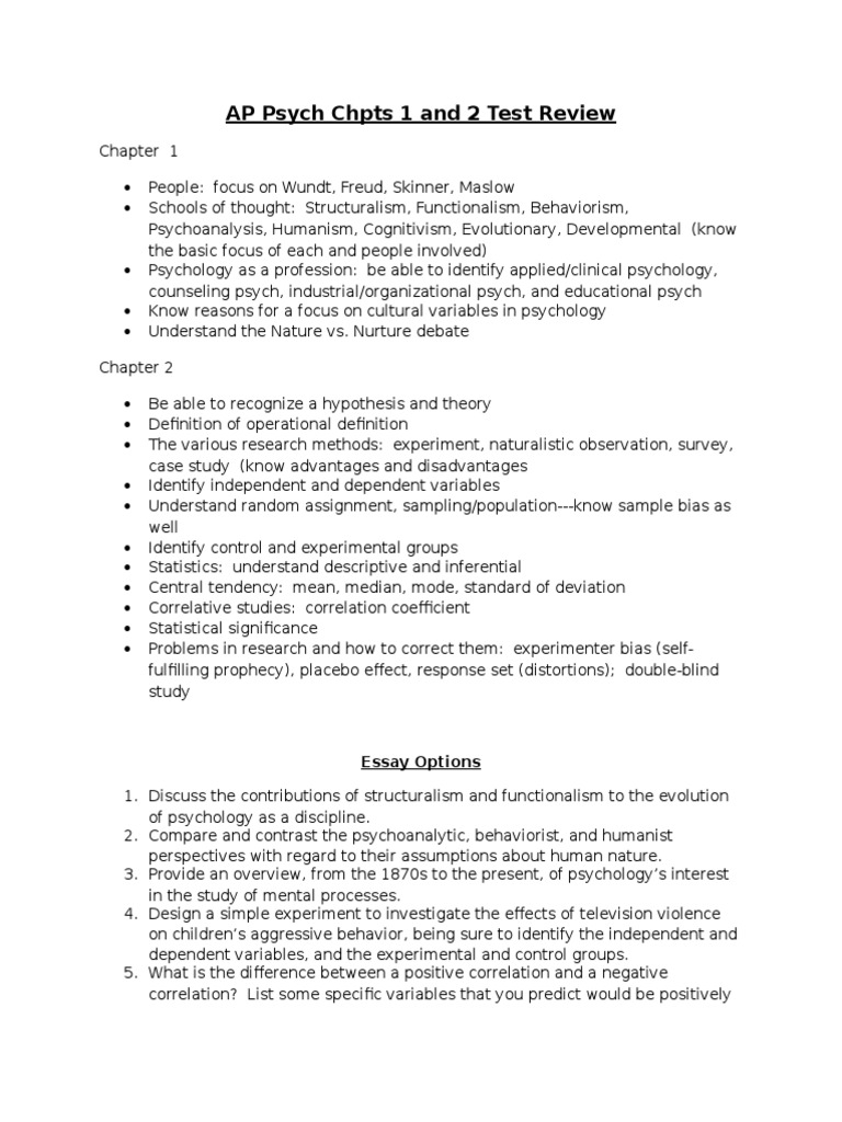 AP Psychology Chapters 1-2 Test Review | PDF | Science & Mathematics