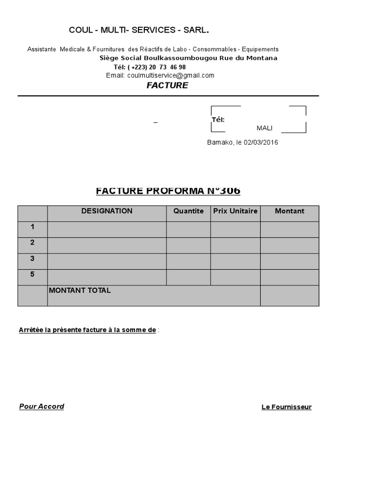 Proforma Dembele Facture Documents Commerciaux