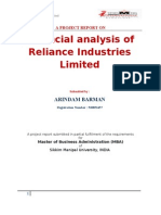 Project Report On Financial Analysis of Reliance Industry Limited