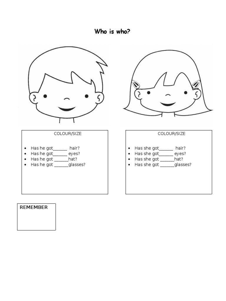 Who Is Who?: Colour/Size Colour/Size | PDF