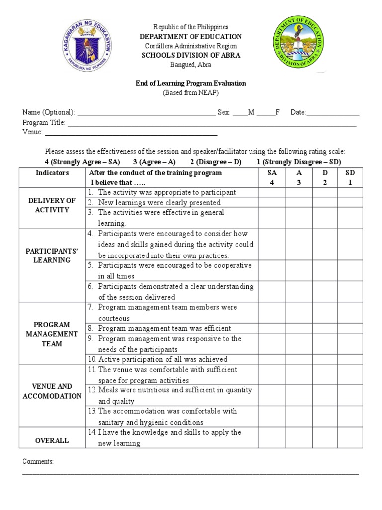 End of Learning Program Evaluation Report | PDF