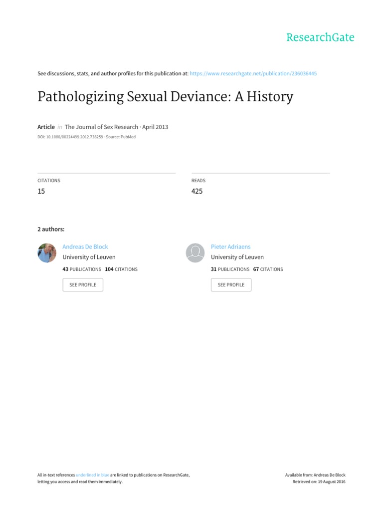 Pathologizing Sexual Deviance | PDF | Sadomasochism | Sexology