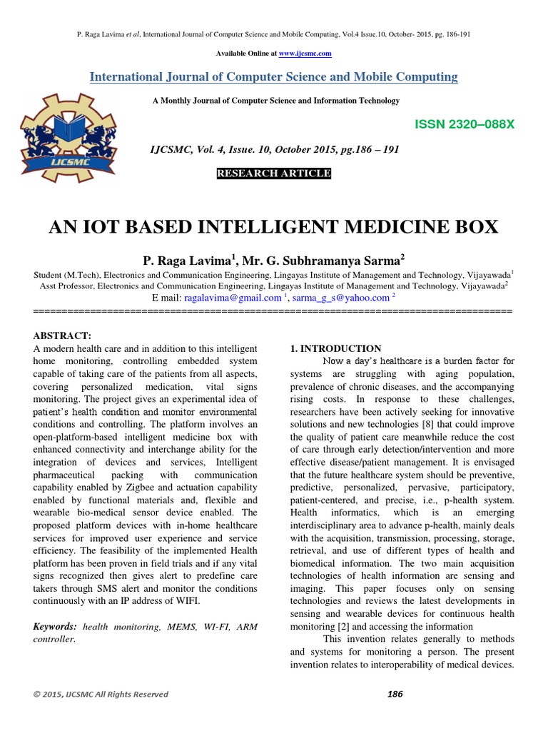 Iot Based Intelligent Medicine Box | PDF | Modem ...