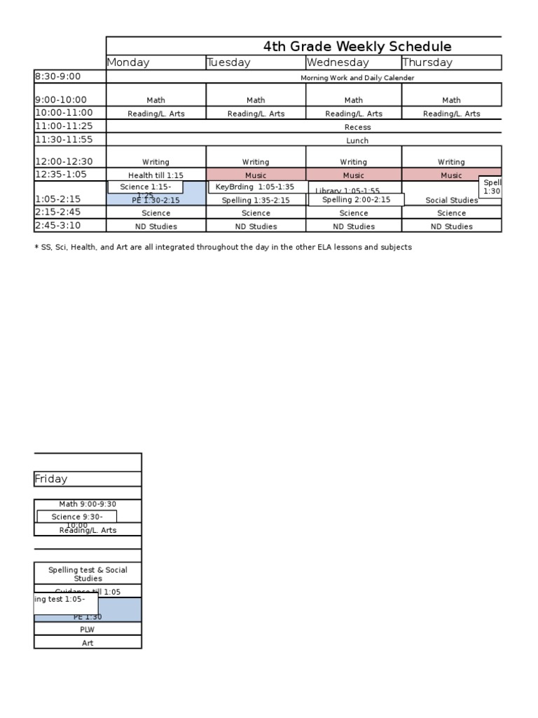 Weekly Schedule 2 | PDF | Language Arts & Discipline | Foreign Language ...