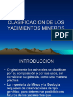 Clasificacion de Los Yacimientos Mineros