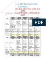 Econ 412 Fall Semester Calendar