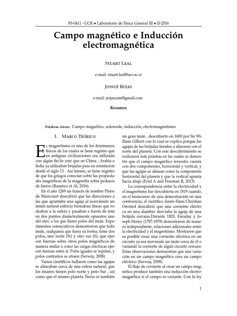 Campo Magnetico e Induccion Electromagnetica | PDF | Inductor | Campo ...