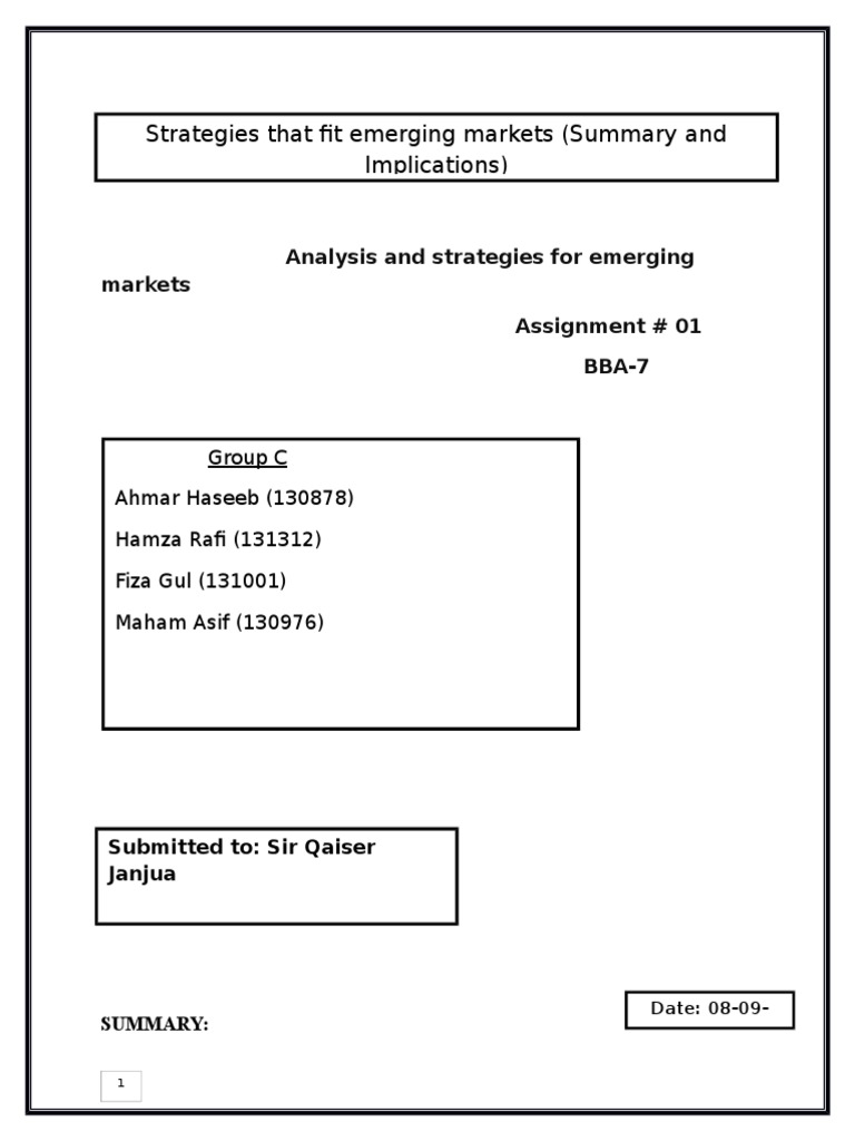 Analysis and Strategies For Emerging Markets | PDF | Emerging Markets ...