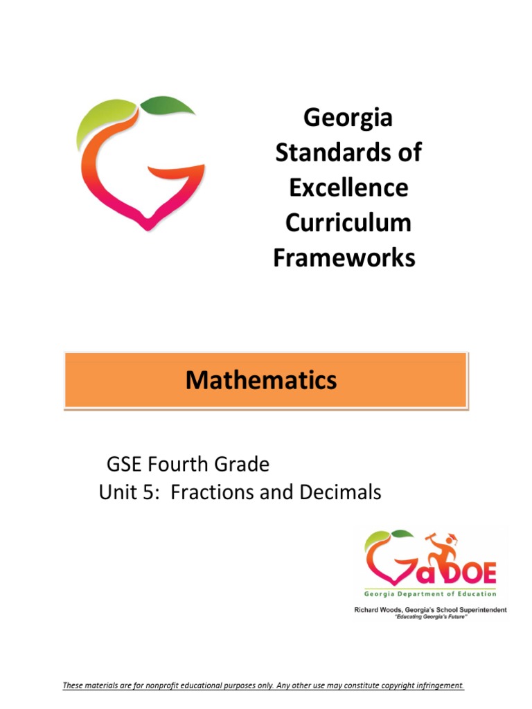 GSE 4th Grade Math: Fractions & Decimals | PDF | Decimal | Fraction ...
