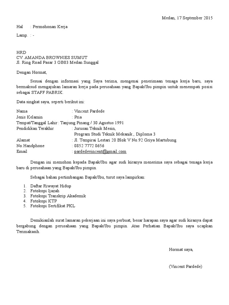 Download 94+ Contoh Surat Surat Lamaran Kerja Di Toko Roti Gratis