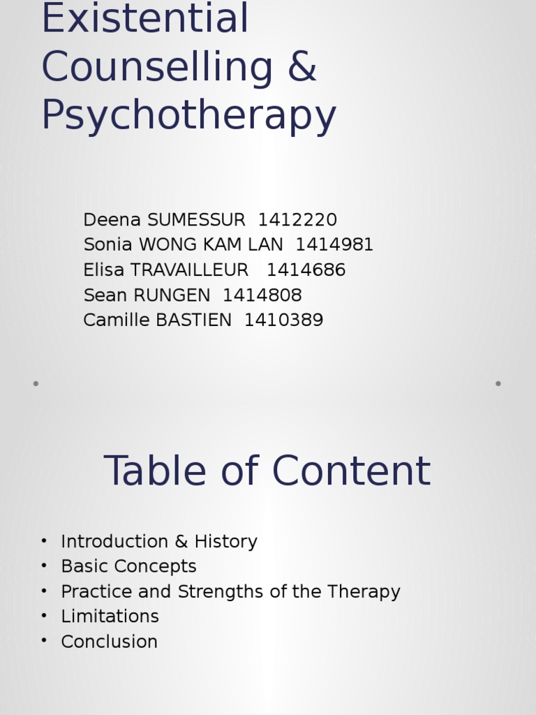 Existential Counselling & Psychotherapy Techniques PDF