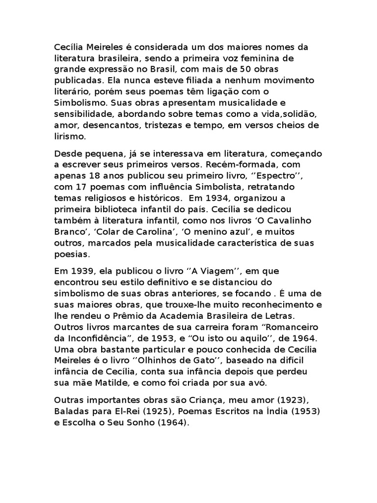 Cecilia Meireles Poesia Artes Geral