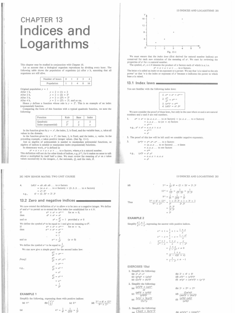 Indices and Logarithms | Exponentiation | Logarithm