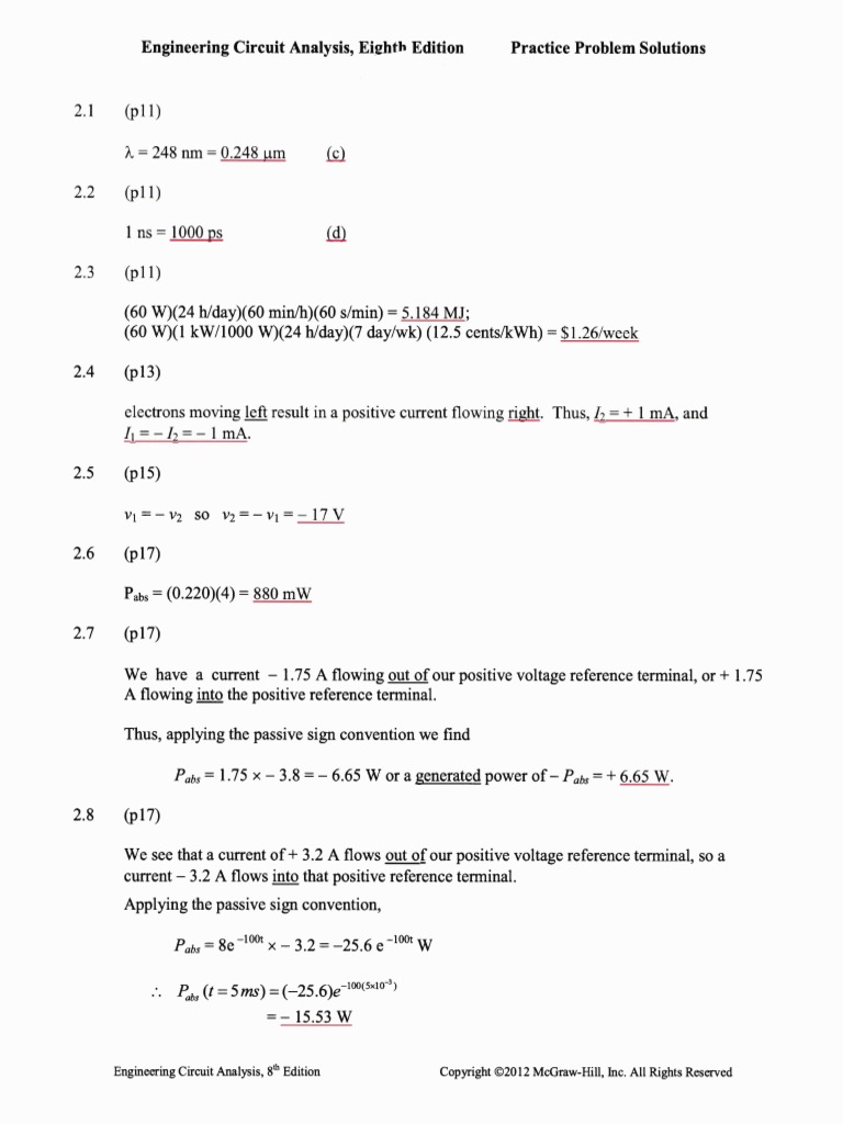 Engineering Circuit Analysis Practice Problems Pdf Electronic