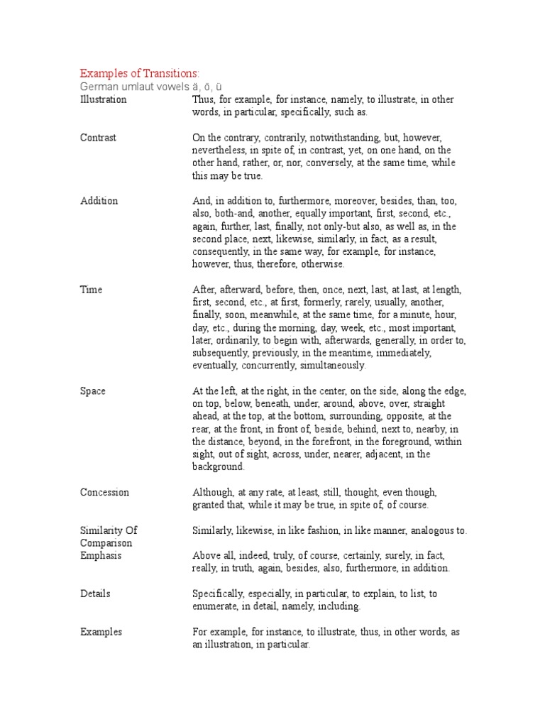 Transition Words and Their Uses | PDF
