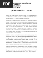 Se Puede Enseñar La Virtud