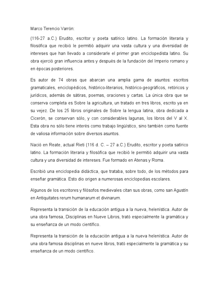 Aportaciones de Marco Terencio Varrón | PDF | Science | Ciencia filosófica