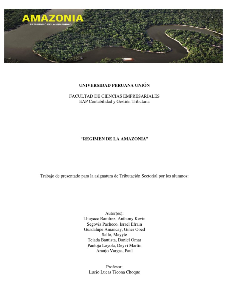 Regimen de La Amazonia PDF | PDF | Impuesto sobre la renta | Impuestos