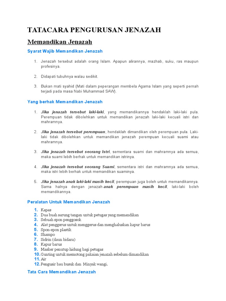 Tatacara Pengurusan Jenazah