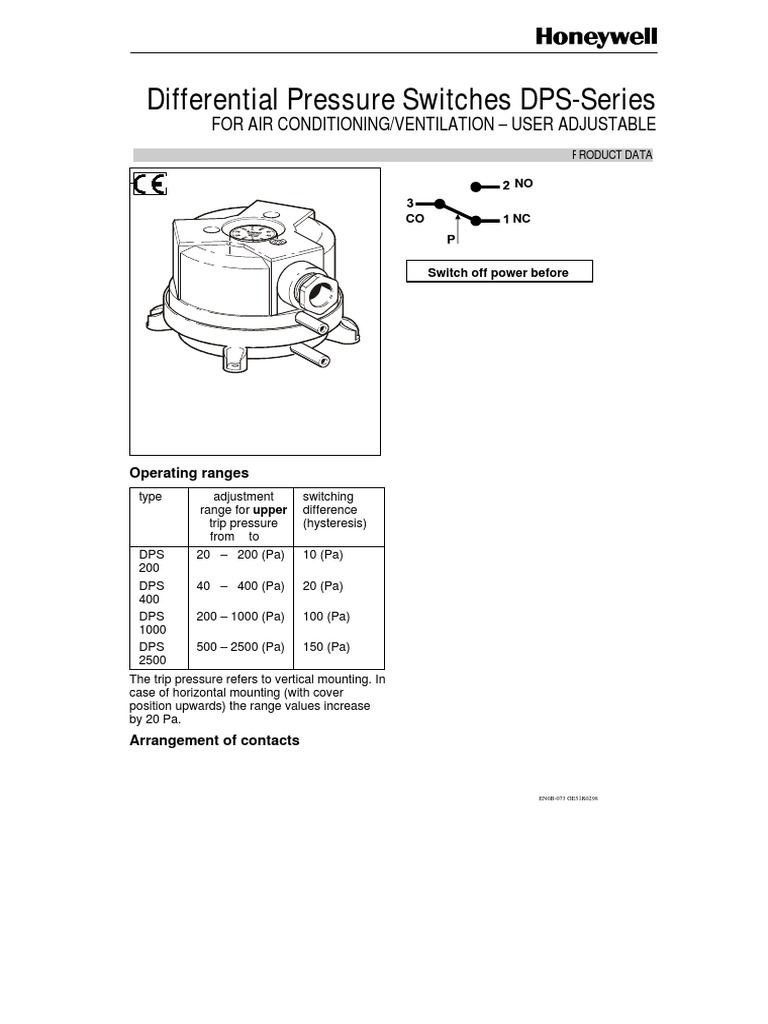 HONEYWELL Differential Pressure Switches DPSSeries PDF PDF