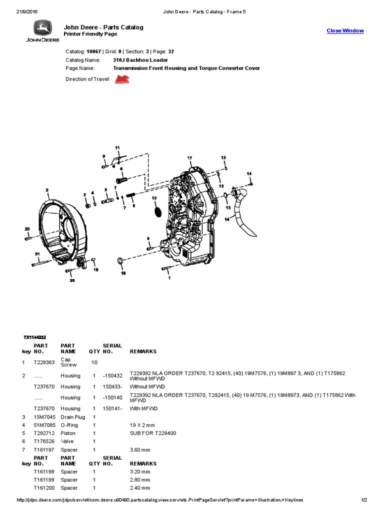 John Deere transmission parts catalog frame | PDF