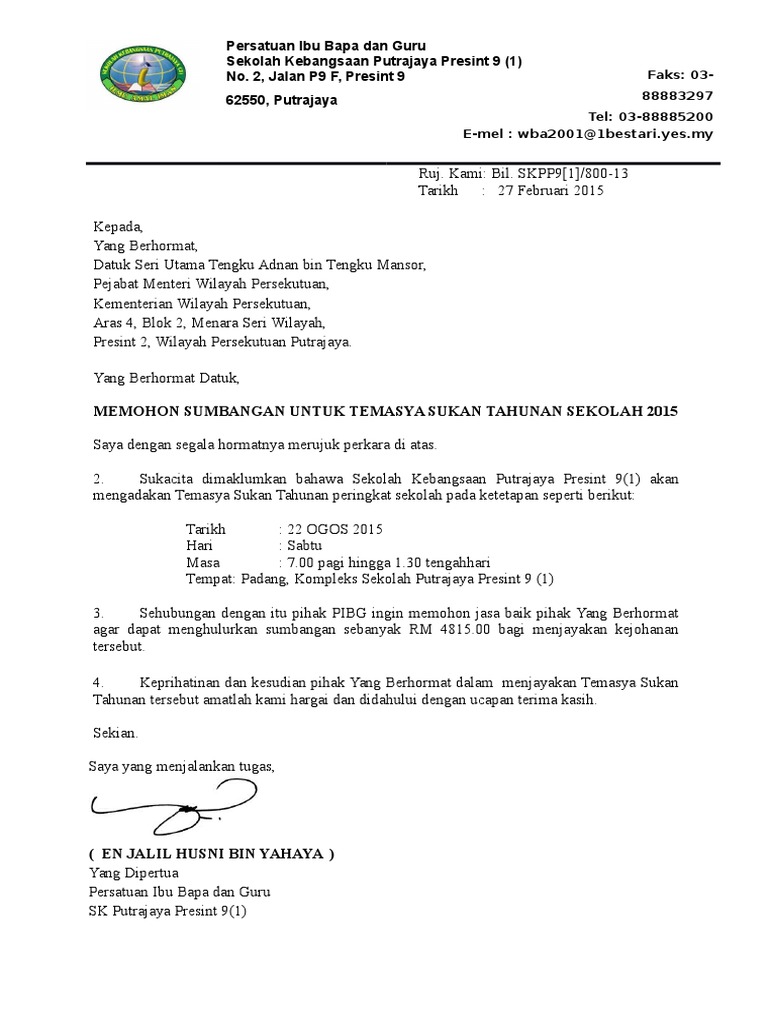 Mohon Sumbangan Sukan Tahunan Pdf