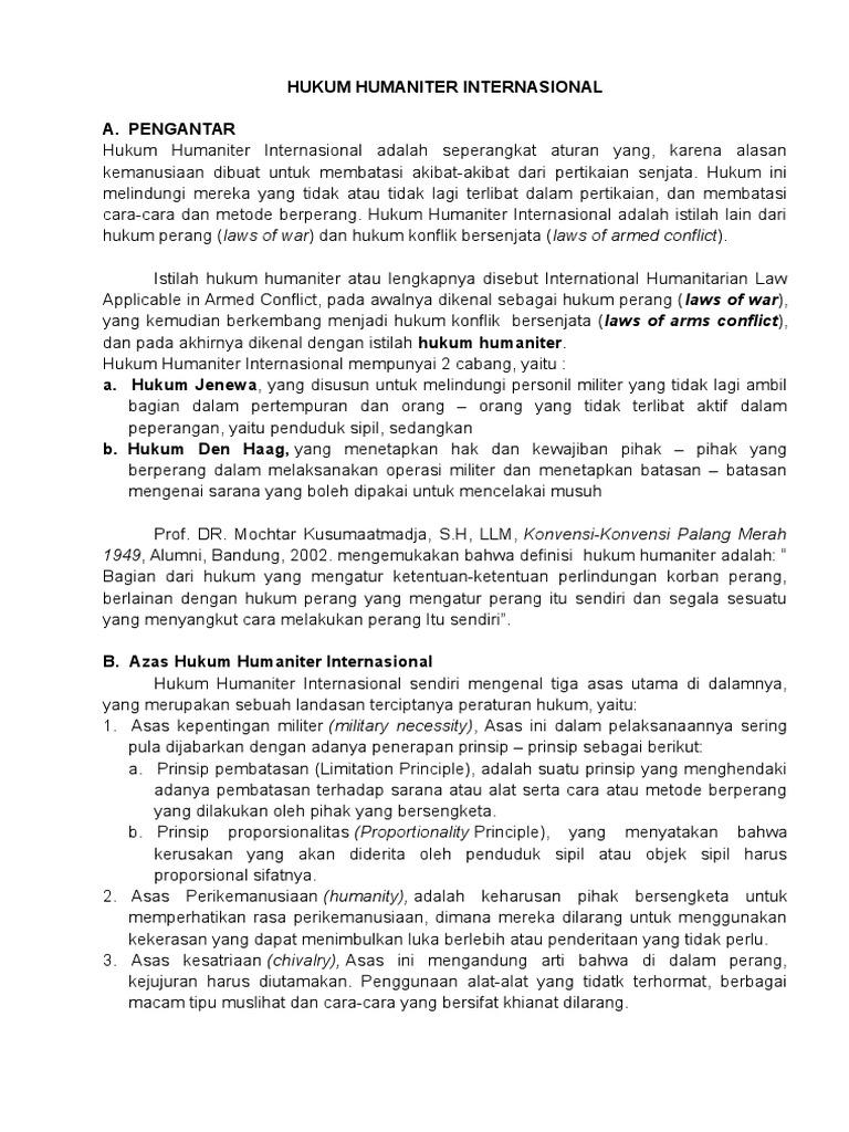Hukum Humaniter Internasional dan Prinsipnya | PDF | Politik