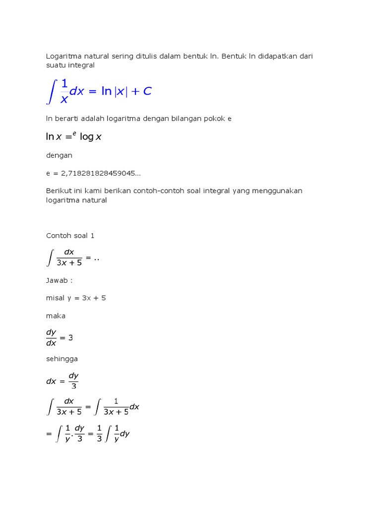 Contoh Soal Logaritma Natural Dan Penyelesaiannya - Contoh Soal Terbaru