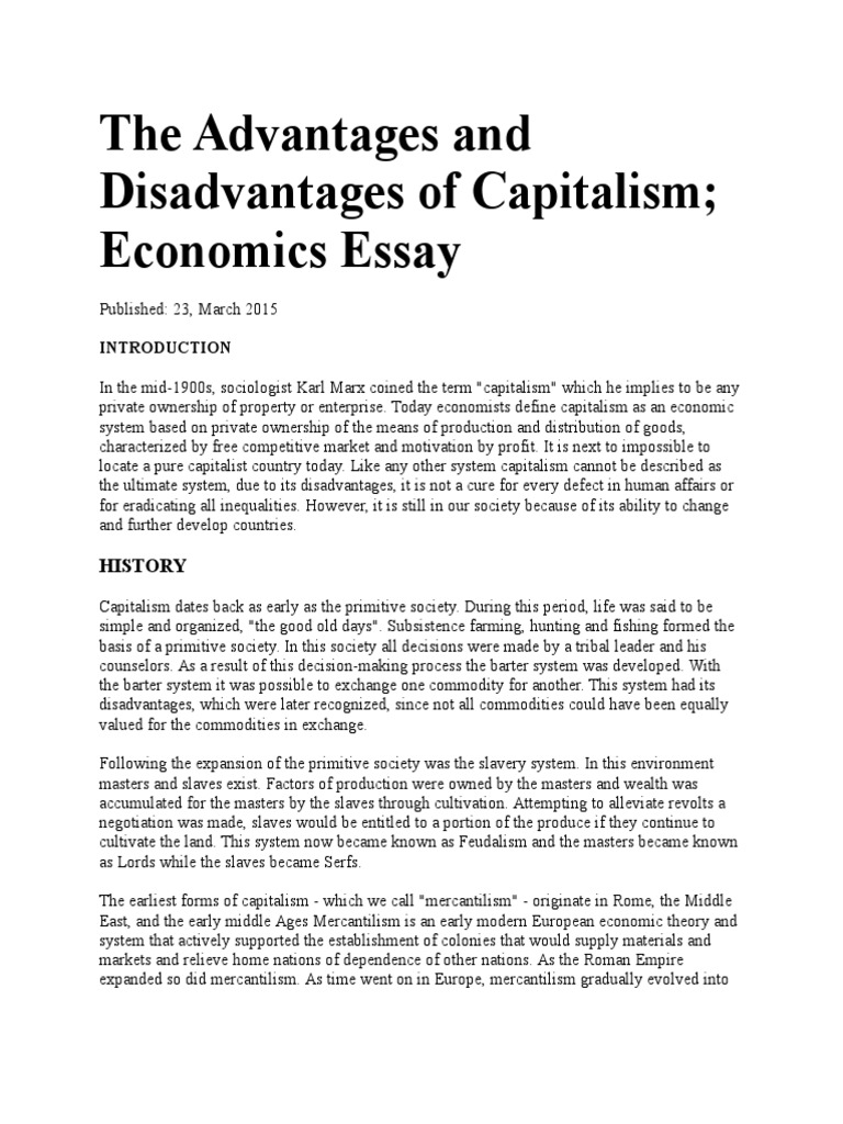 capitalism in america essay