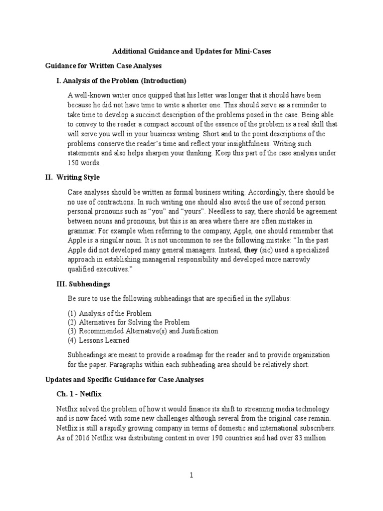Mini-Case Analysis Guidance and Updates | PDF | Netflix | Alphabet Inc.