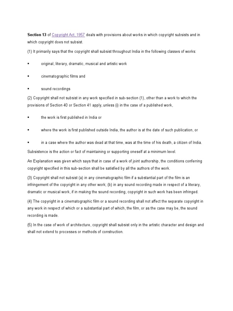 Copyright Subsistence Under Section 13 | PDF