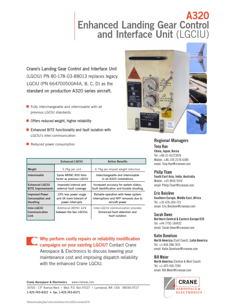Enhanced Landing Gear Control and Interface Unit A320 LGCIU