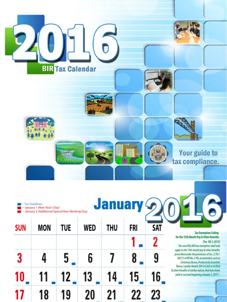 2016_bir_tax_calendar.pdf Tax Return (United States) Value Added Tax