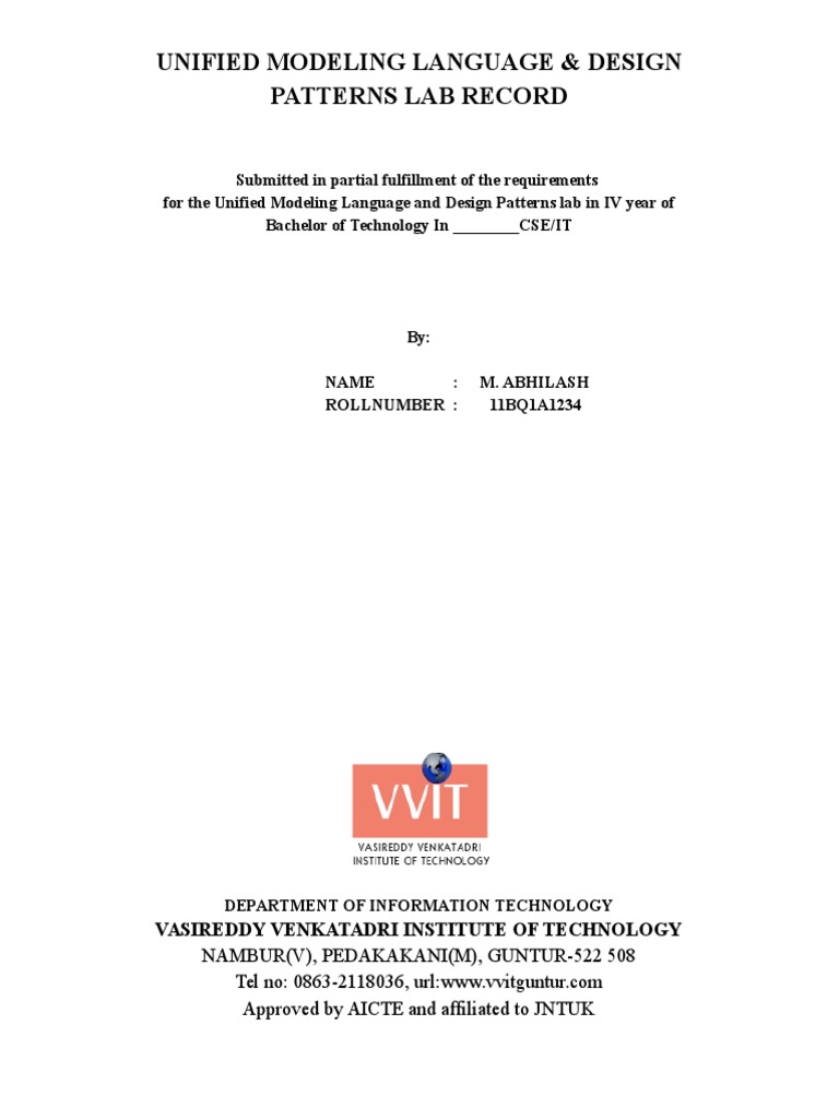Uml Lab Manual and Design Patterns Updated On 260916 Lab PDF Use
