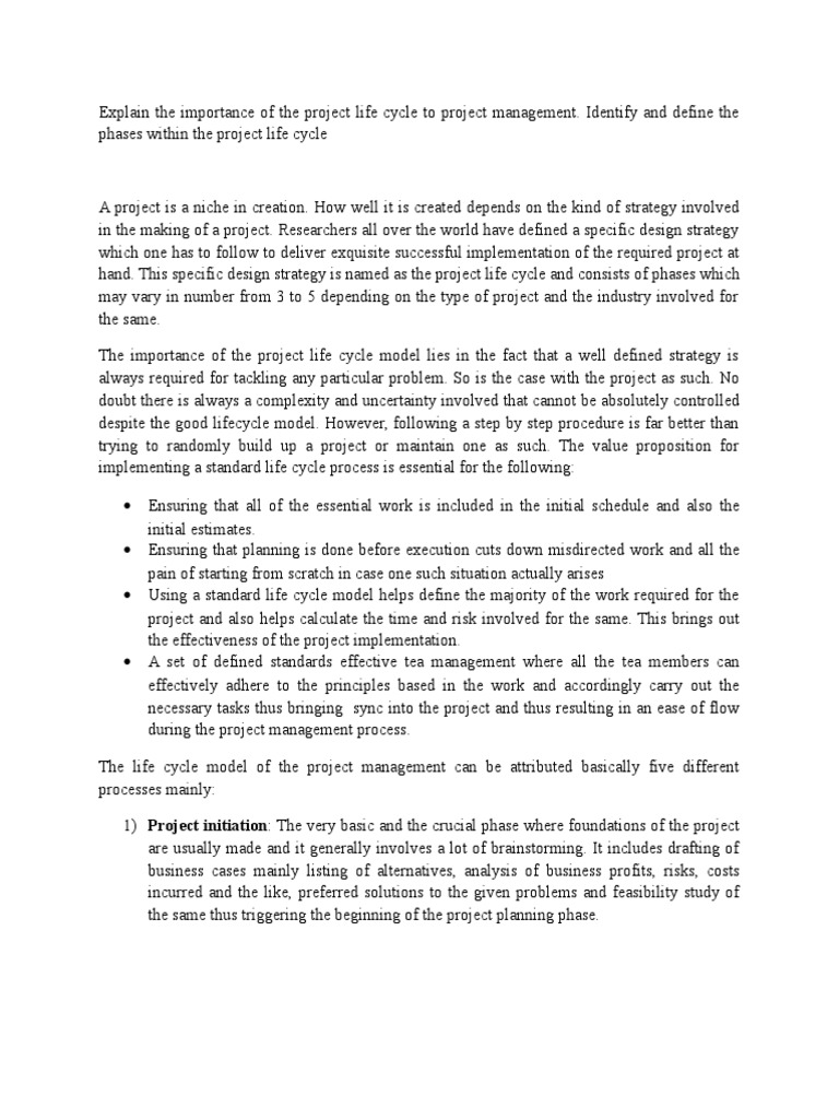 Importance of the Project Life Cycle | PDF | Product Lifecycle ...