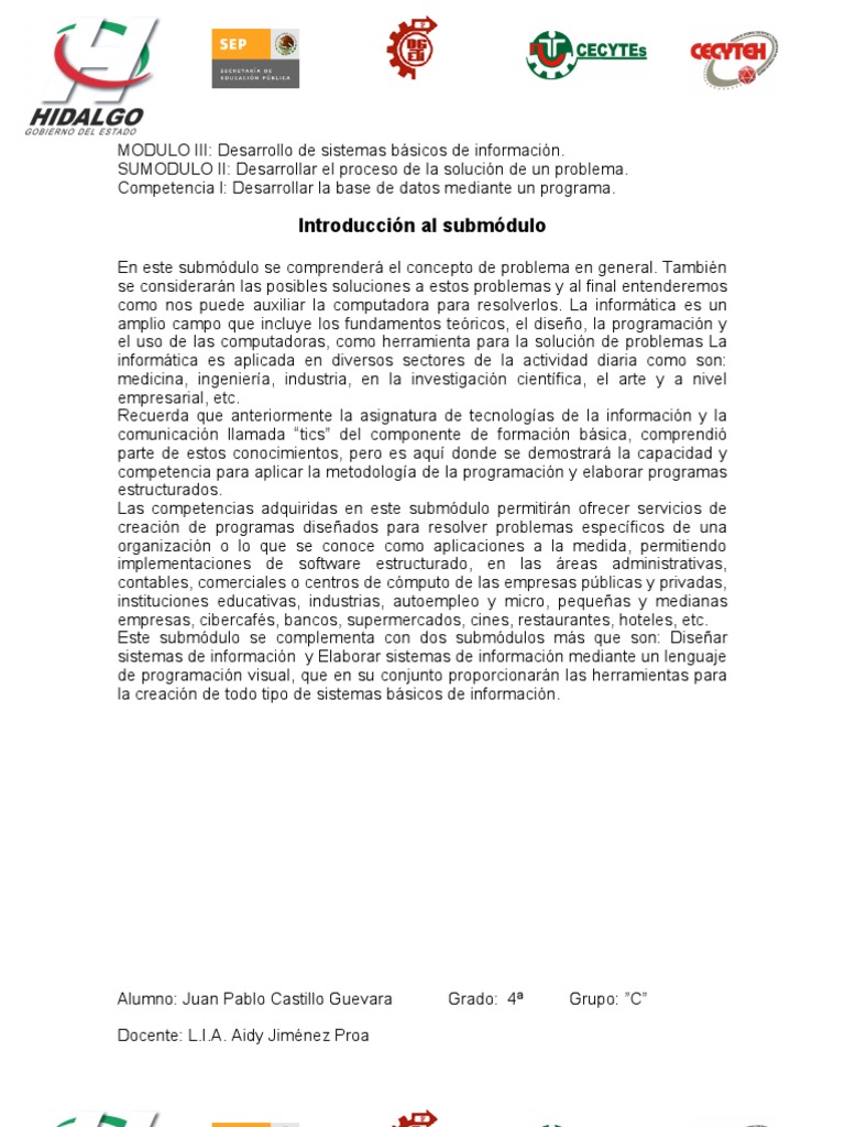 Submódulo 1: Solución de Problemas Computacionales | PDF | Programación ...