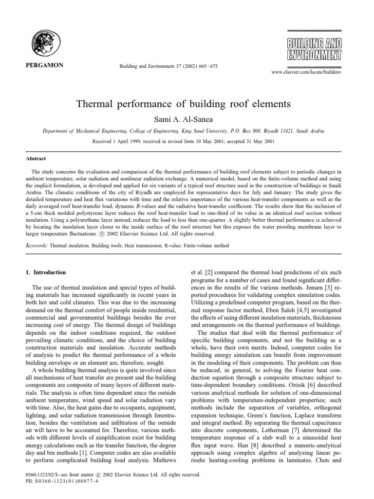 Thermal Performance of Roof Insulation | PDF | Building Insulation ...