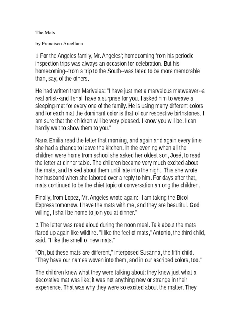 The Mats by Francisco Arcellana PDF