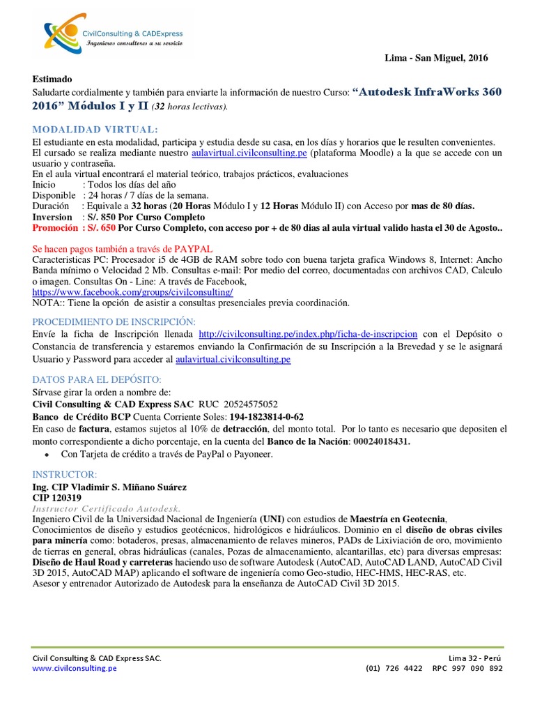 Curso Virtual: Autodesk InfraWorks 360 | PDF | La carretera | Cad ...